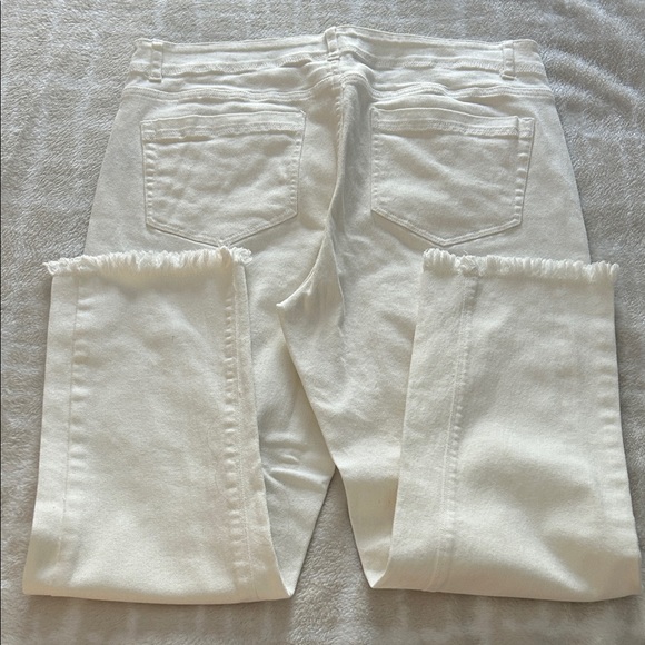 Habitat Women's White Stretch Denim Cropped Fringe-Hem Jeans, Size 10 - Picture 4 of 9